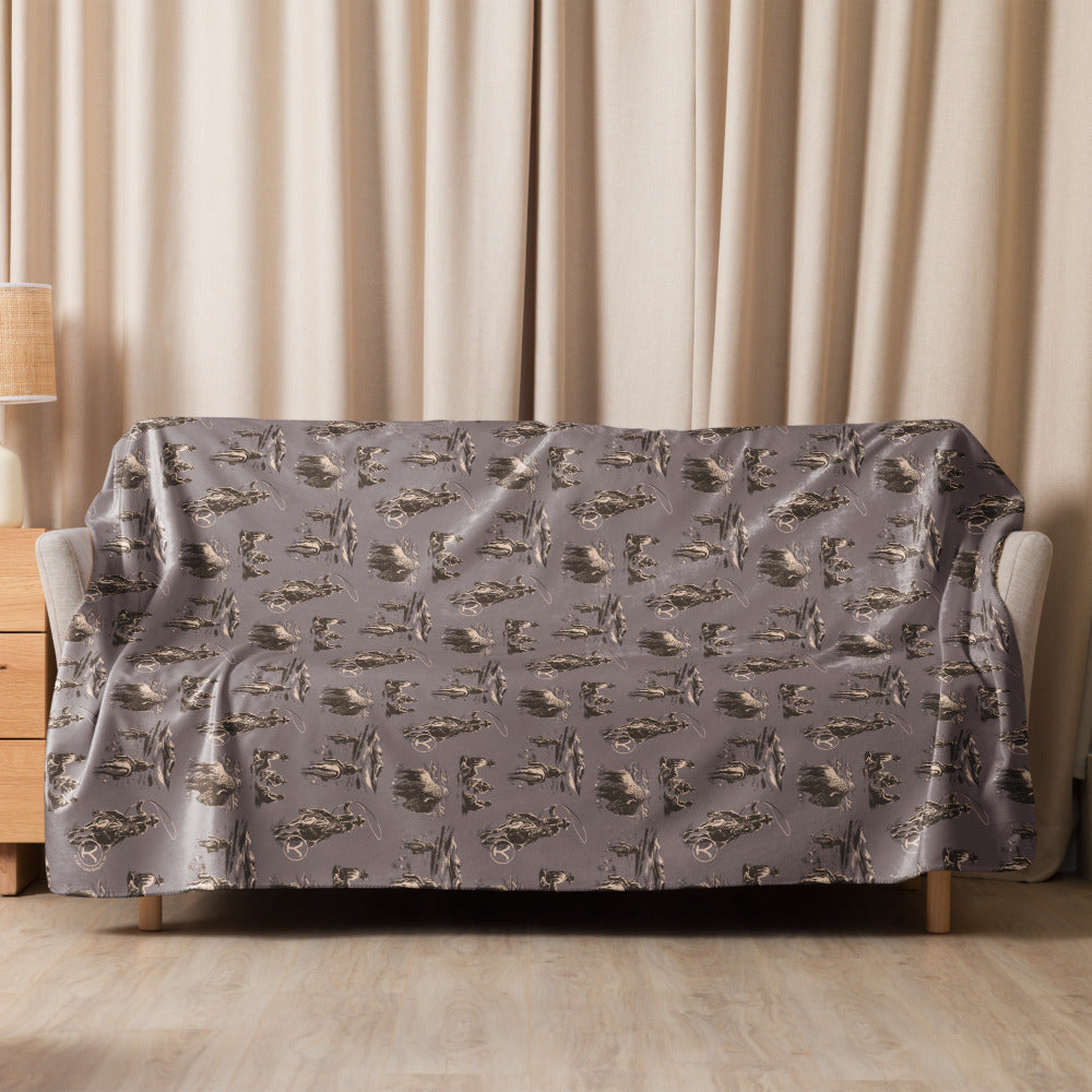 Yellowstone Cowboy Pattern Premium Sherpa Blanket
