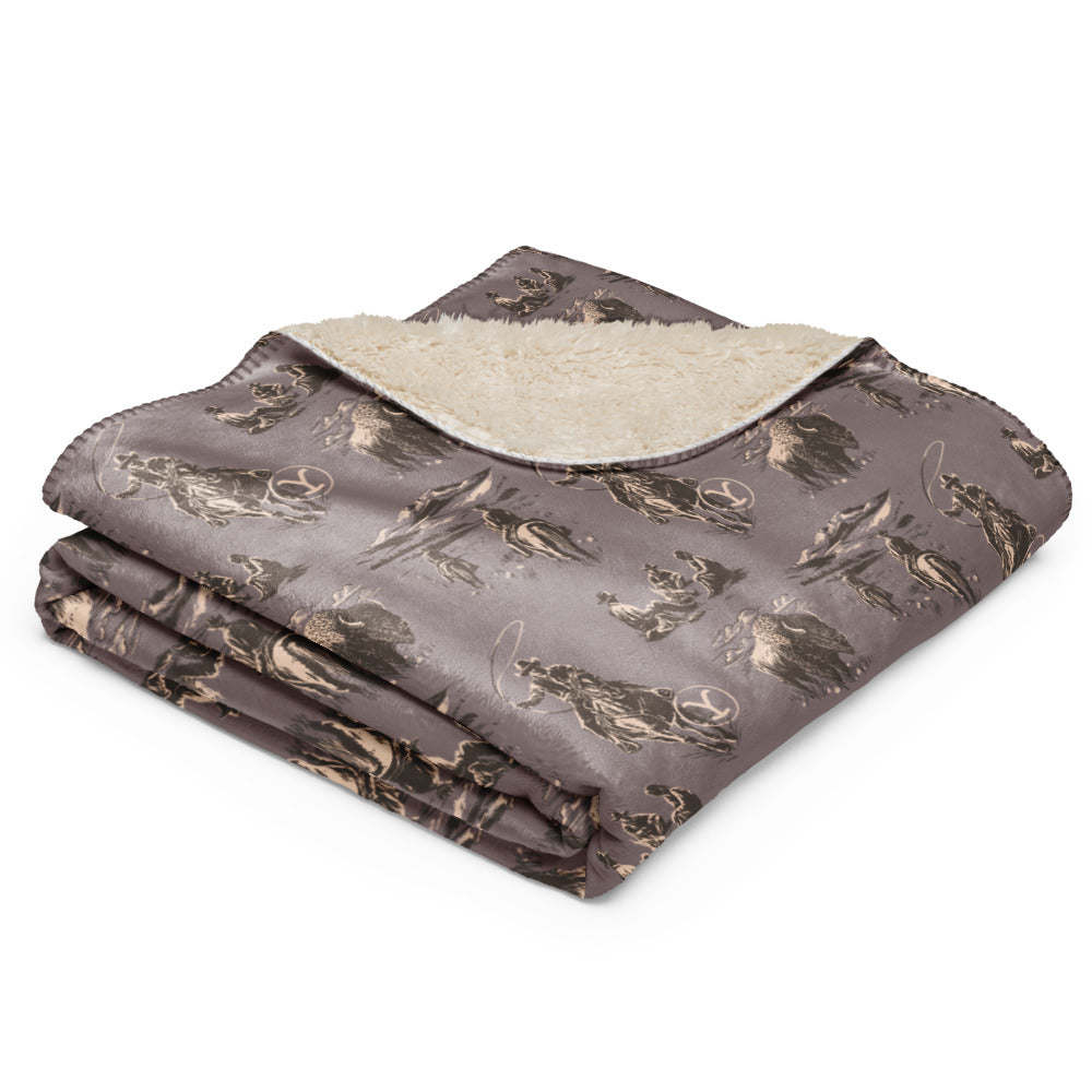 Yellowstone Cowboy Pattern Premium Sherpa Blanket