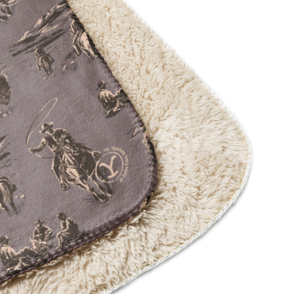 Yellowstone Cowboy Pattern Premium Sherpa Blanket