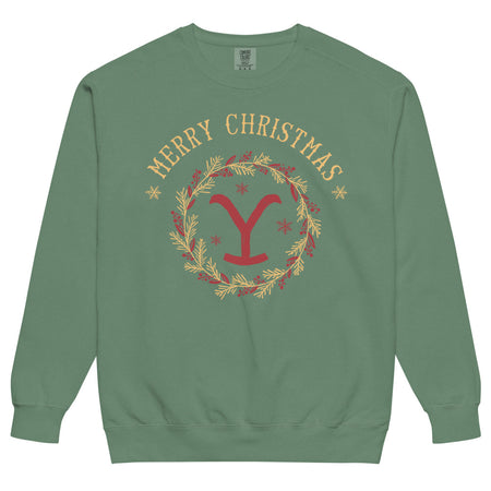 Yellowstone Merry Christmas Comfort Colors Sweatshirt Light Green