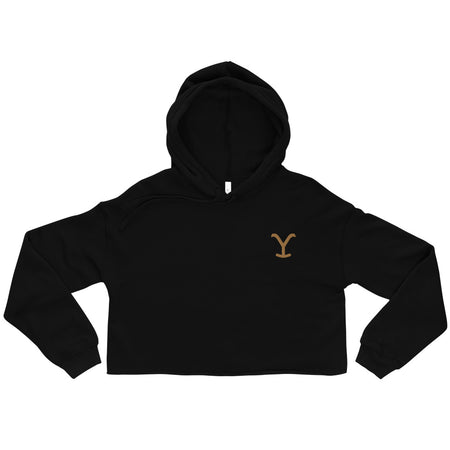 Yellowstone Logo Embroidered Crop Hoodie