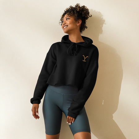 Yellowstone Logo Embroidered Crop Hoodie