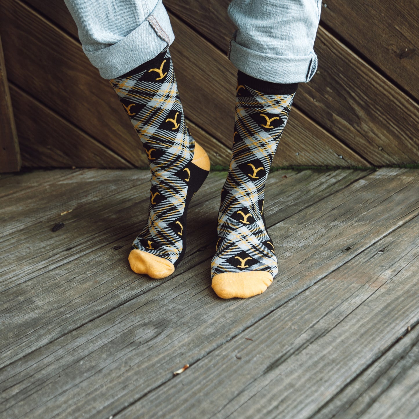 Yellowstone Dutton Ranch Black Plaid Socks