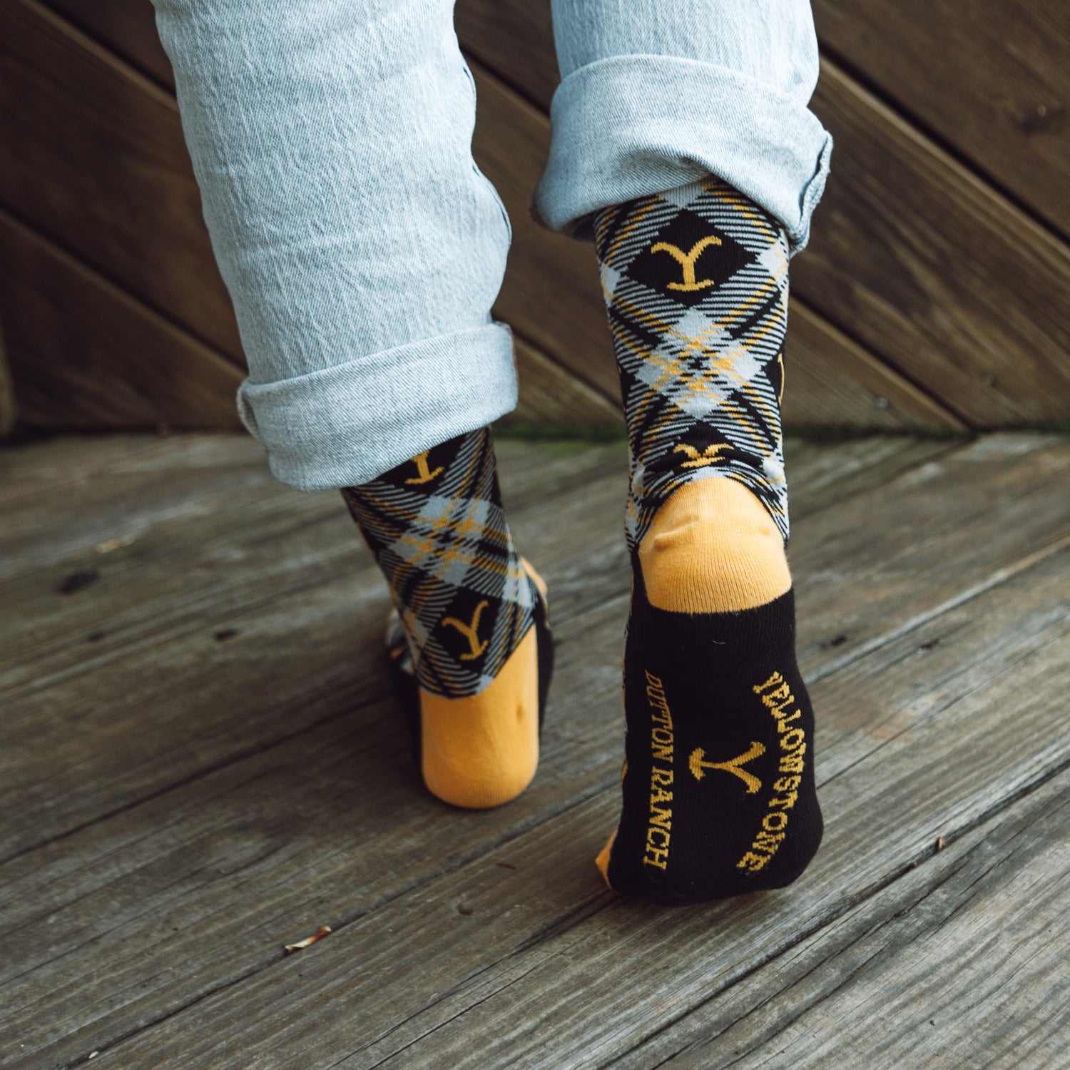 Yellowstone Dutton Ranch Black Plaid Socks