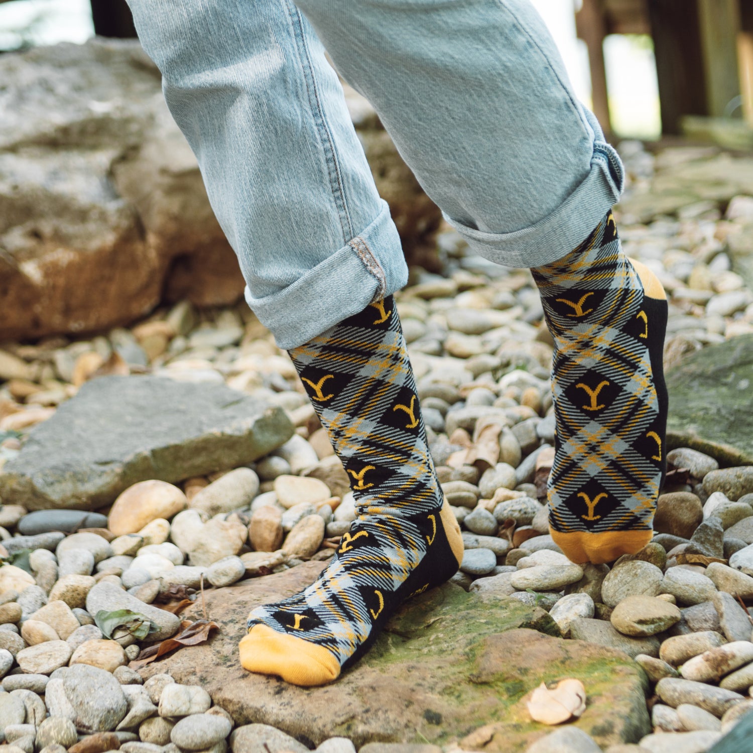 Yellowstone Dutton Ranch Black Plaid Socks