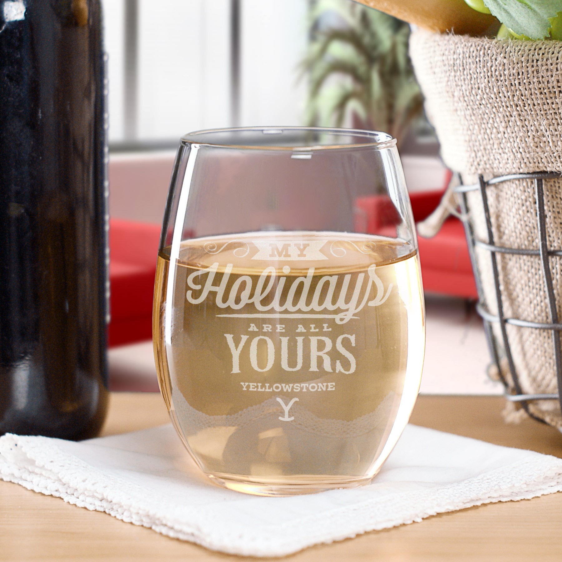 Home Fir the Holidays Stemless Wine