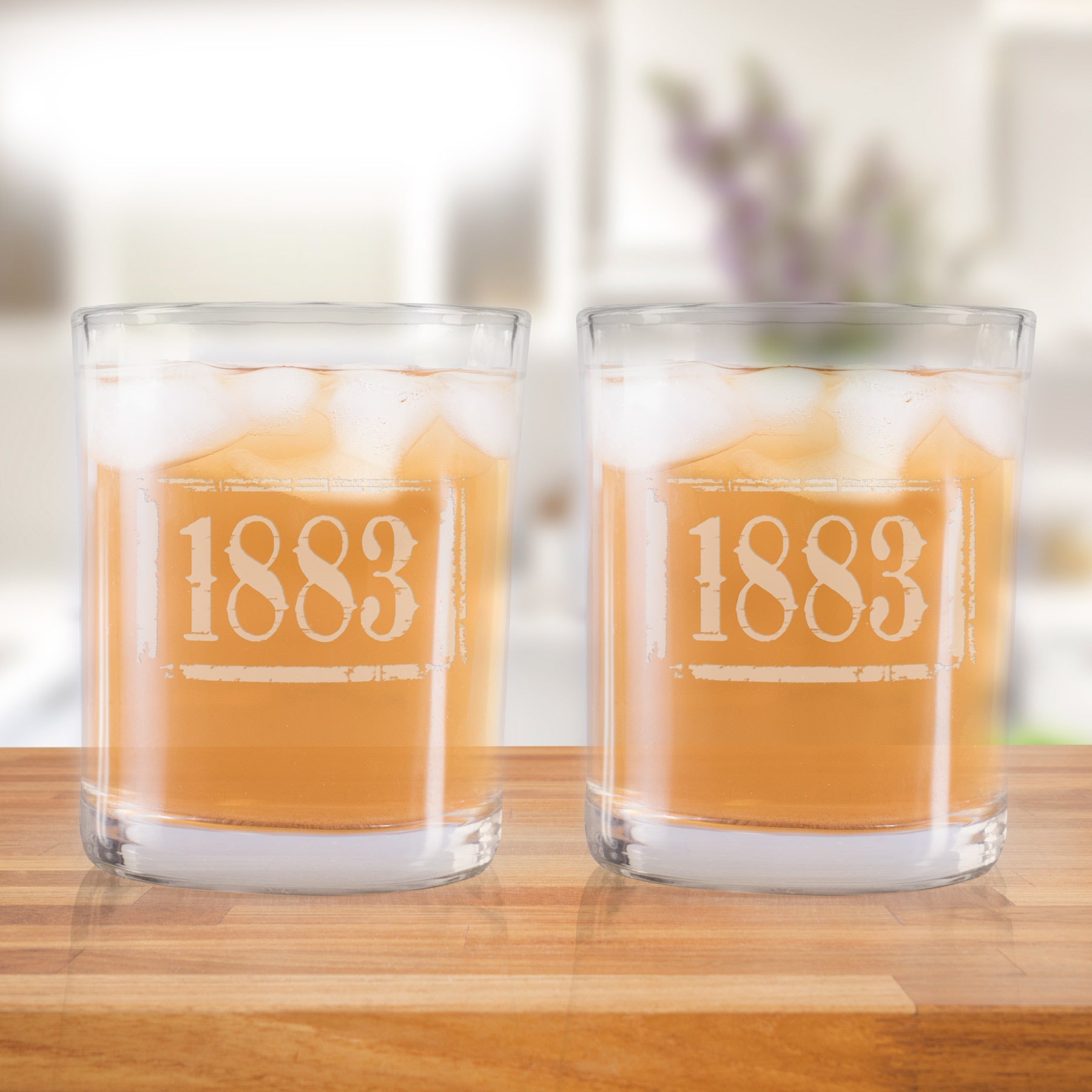 Yellowstone 1883 Logo Laser Engraved Rocks Glass - Set of 2