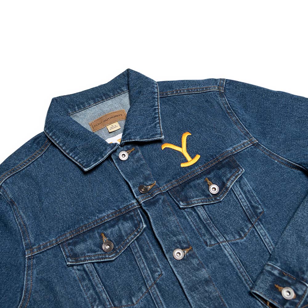 Yellowstone Dutton Ranch Y Logo Embroidered Denim Jacket