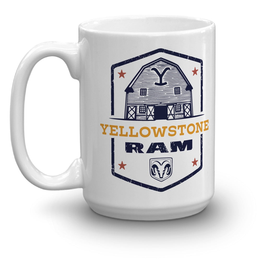 Yellowstone x Ram Barn White Mug