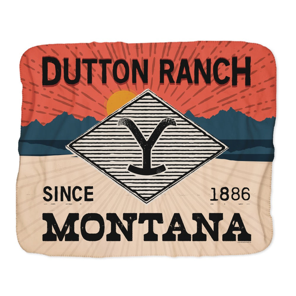 Yellowstone Dutton Ranch Montana Sherpa Blanket