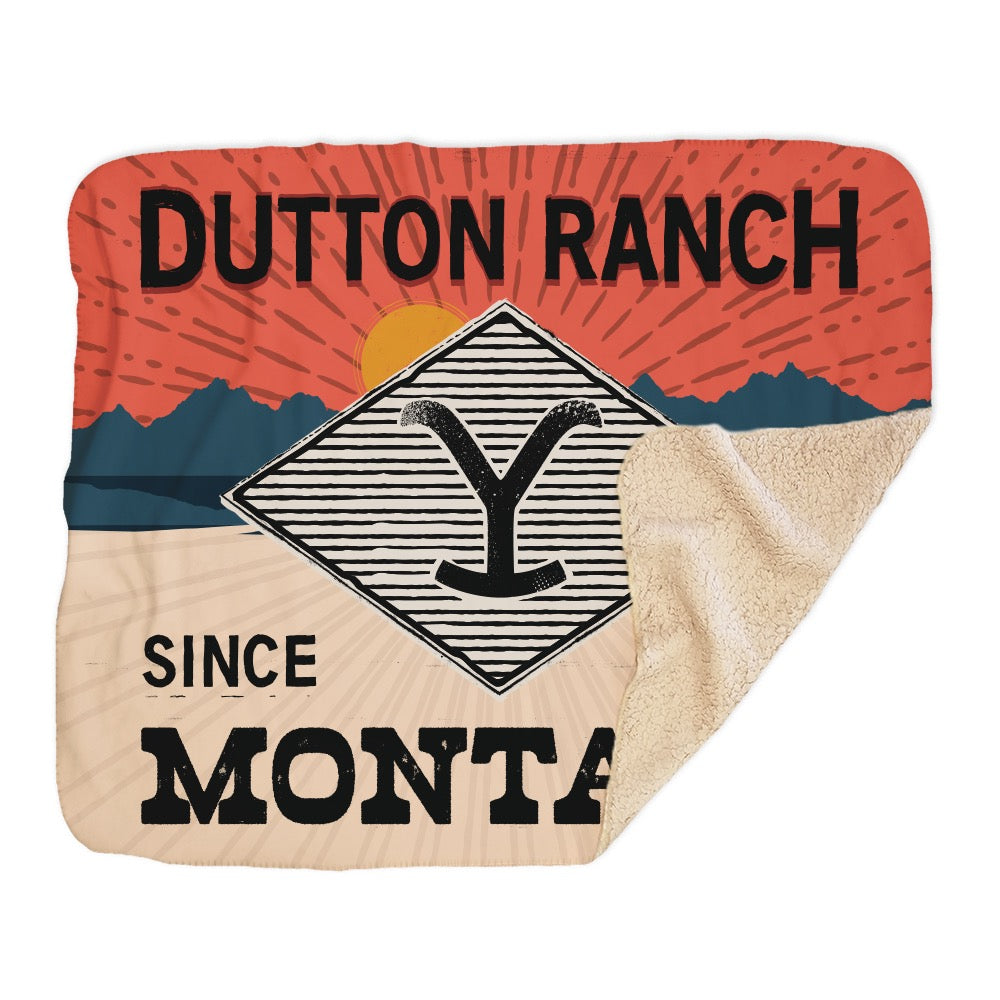 Yellowstone Dutton Ranch Montana Sherpa Blanket