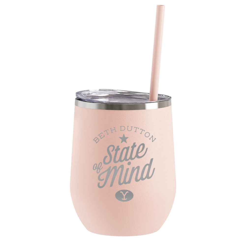 Yellowstone Beth Dutton State of Mind Laser Engraved Wine Tumbler with Straw