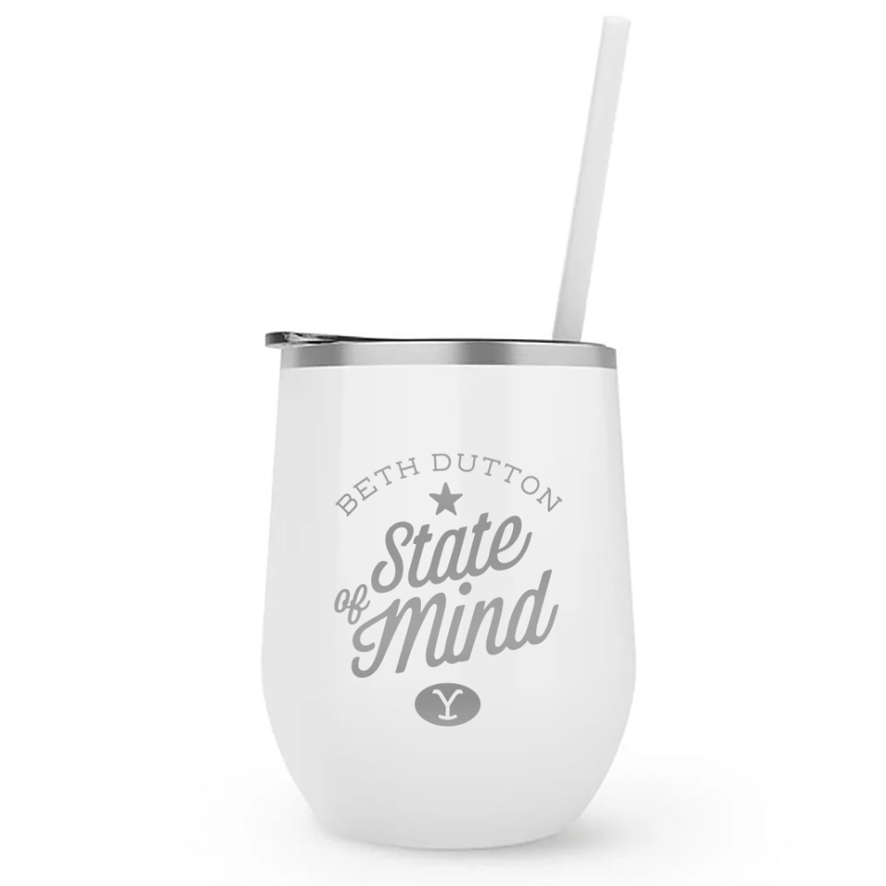 Yellowstone Beth Dutton State of Mind Laser Engraved Wine Tumbler with Straw