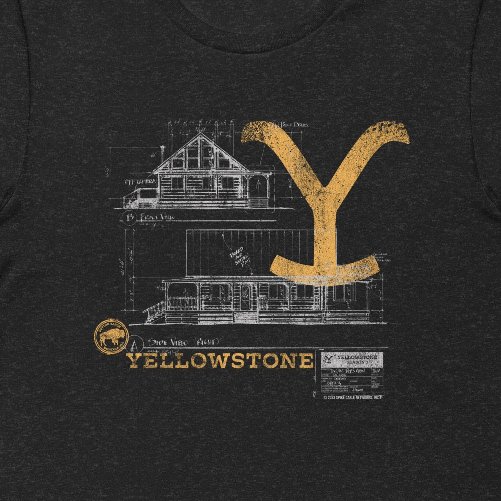 Yellowstone Blueprint Rip's House Unisex T-shirt | Yellowstone Shop