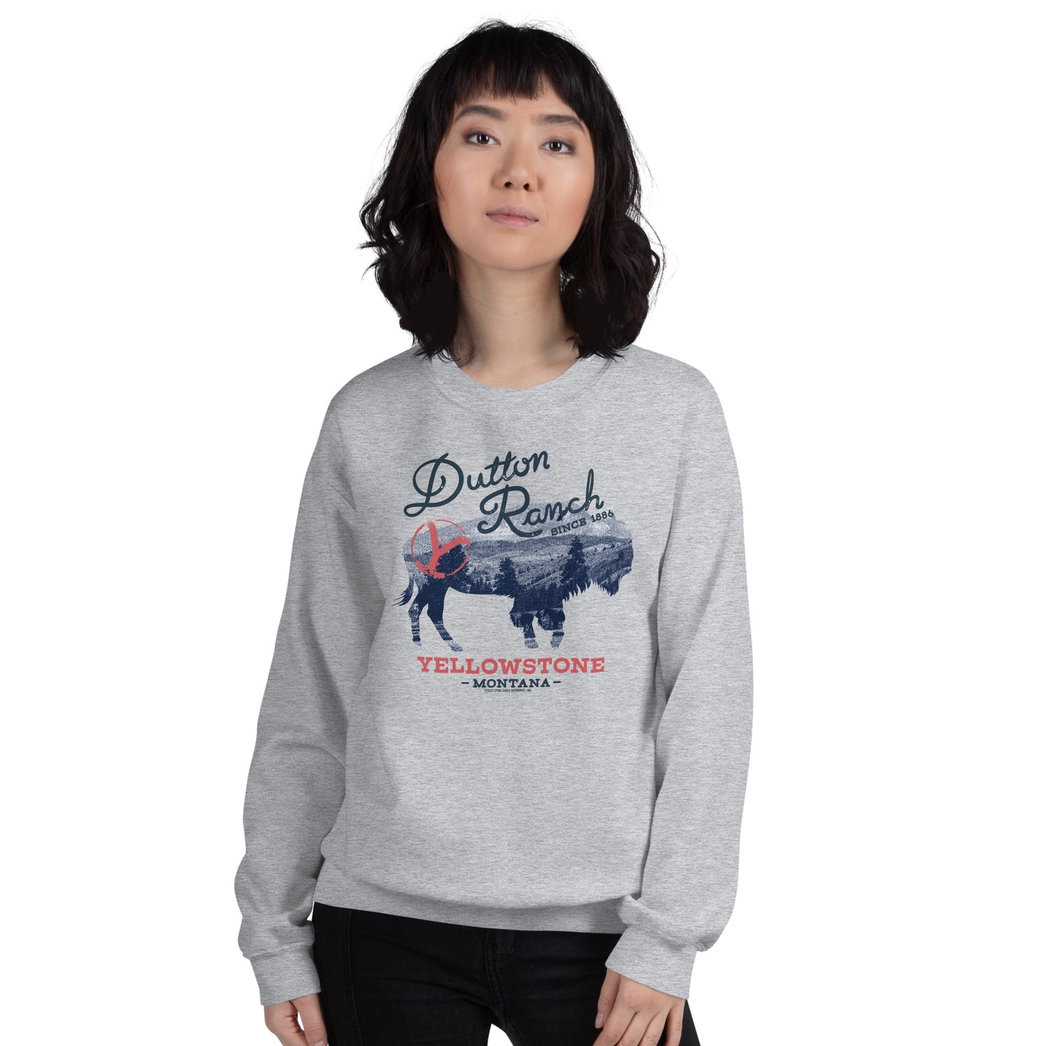 Yellowstone Dutton Ranch Montana Bull Fleece Crewneck Sweatshirt