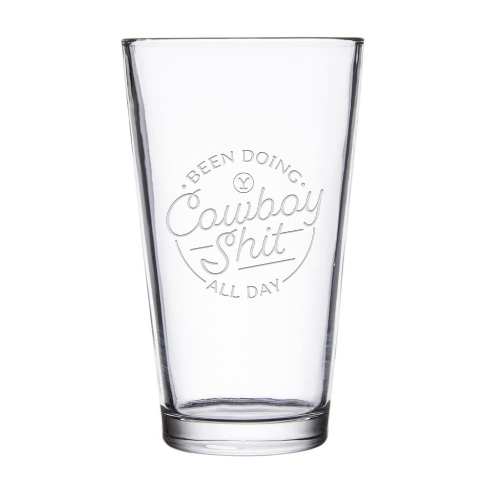 Yellowstone Cowboy Laser Engraved Pint Glass