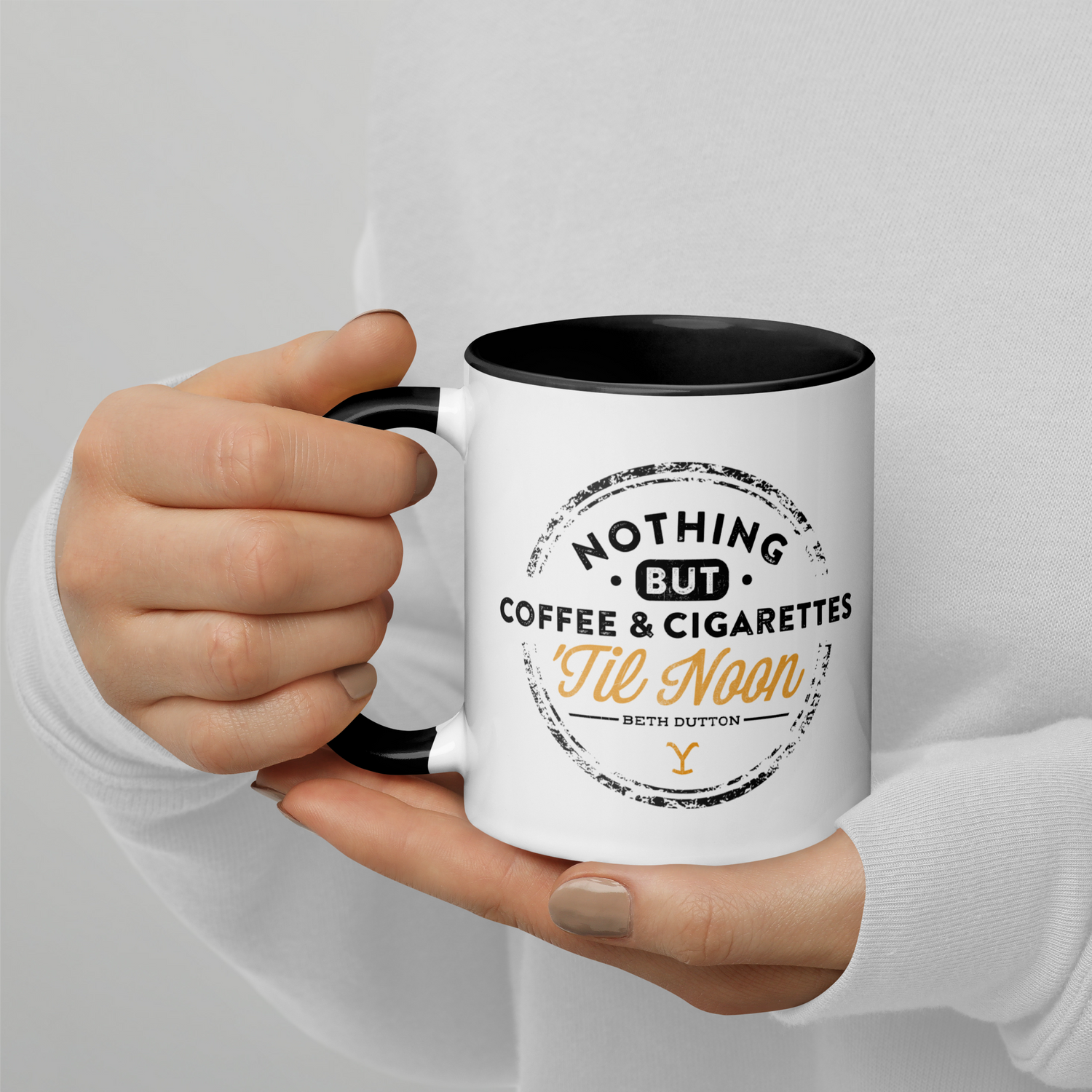 Yellowstone Nothing But Coffee & Cigarettes 'Til Noon Two-Tone Mug