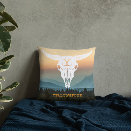 Yellowstone Cow Skull Throw Pillow