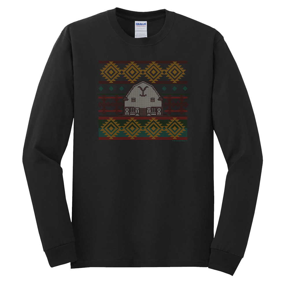 Yellowstone Dutton Ranch Holiday Barn Adult Long Sleeve T-Shirt