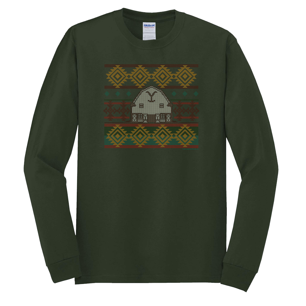 Yellowstone Dutton Ranch Holiday Barn Adult Long Sleeve T-Shirt