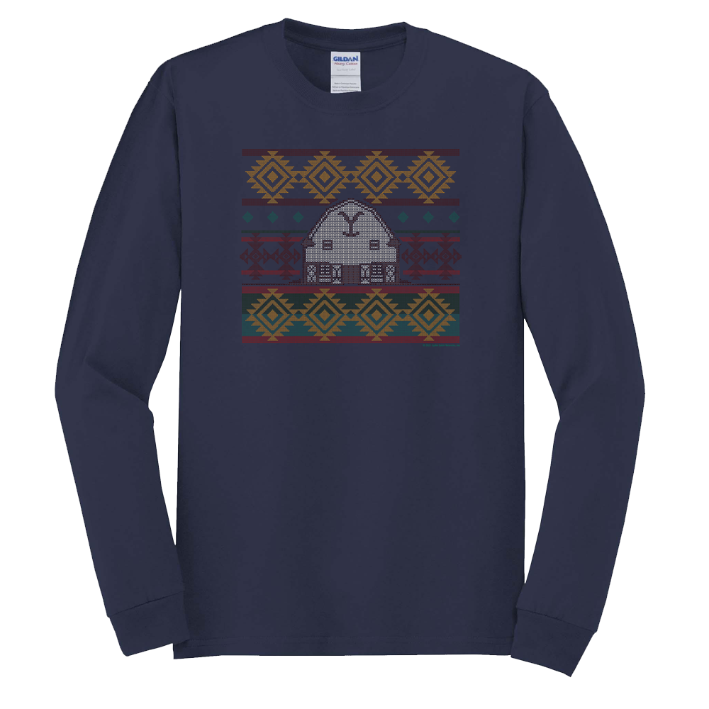 Yellowstone Dutton Ranch Holiday Barn Adult Long Sleeve T-Shirt