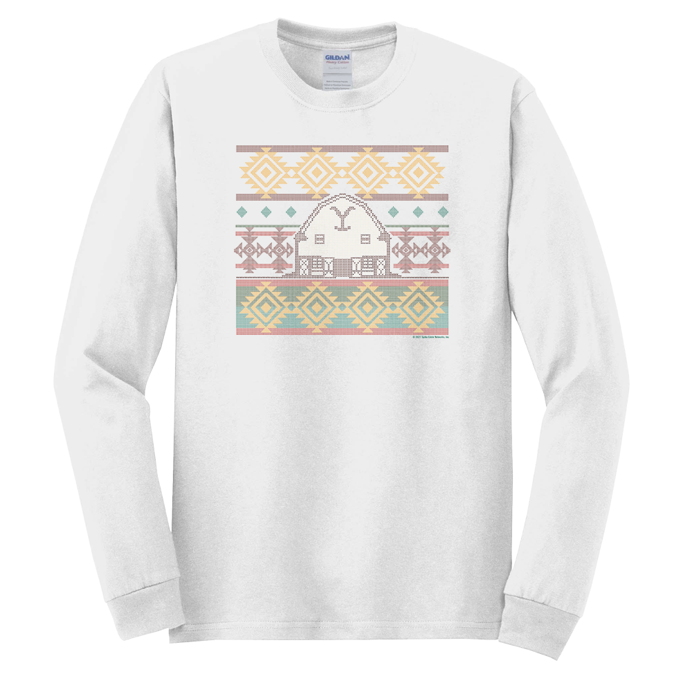 Yellowstone Dutton Ranch Holiday Barn Adult Long Sleeve T-Shirt