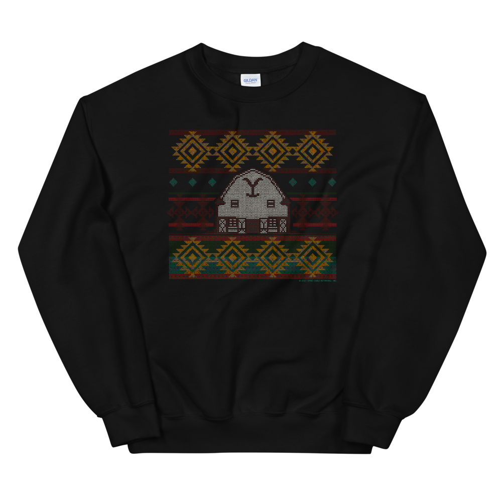 Yellowstone Dutton Ranch Holiday Barn Fleece Crewneck Sweatshirt