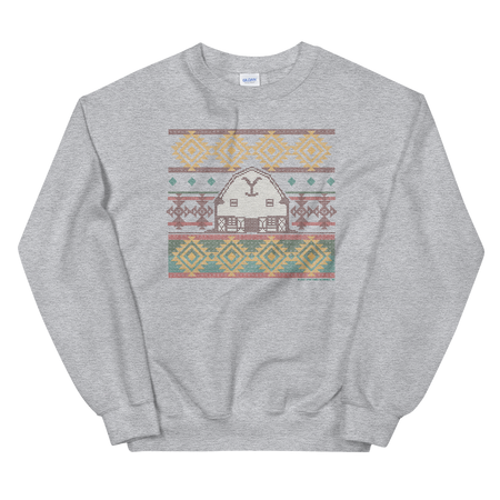 Yellowstone Dutton Ranch Holiday Barn Fleece Crewneck Sweatshirt