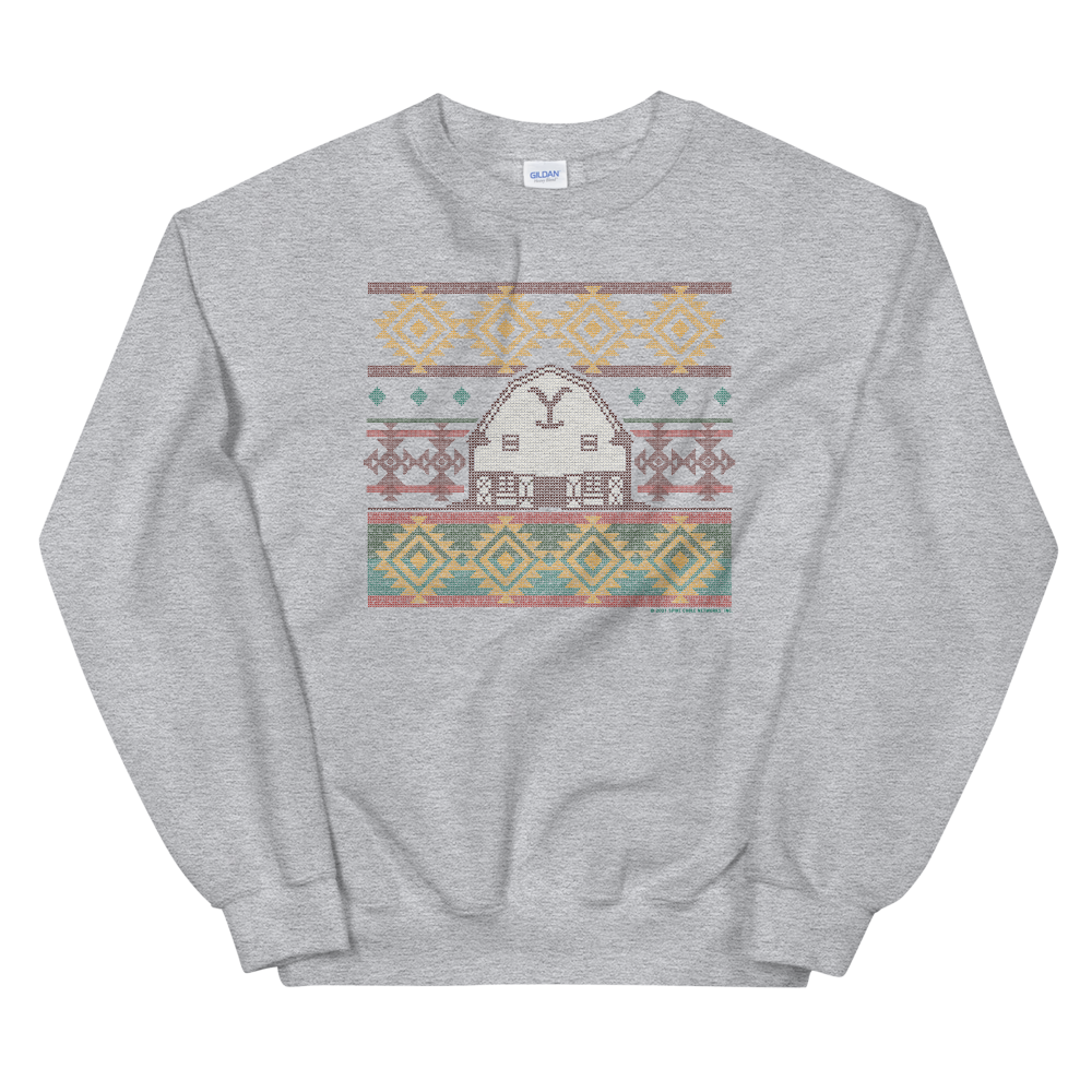 Yellowstone Dutton Ranch Holiday Barn Fleece Crewneck Sweatshirt