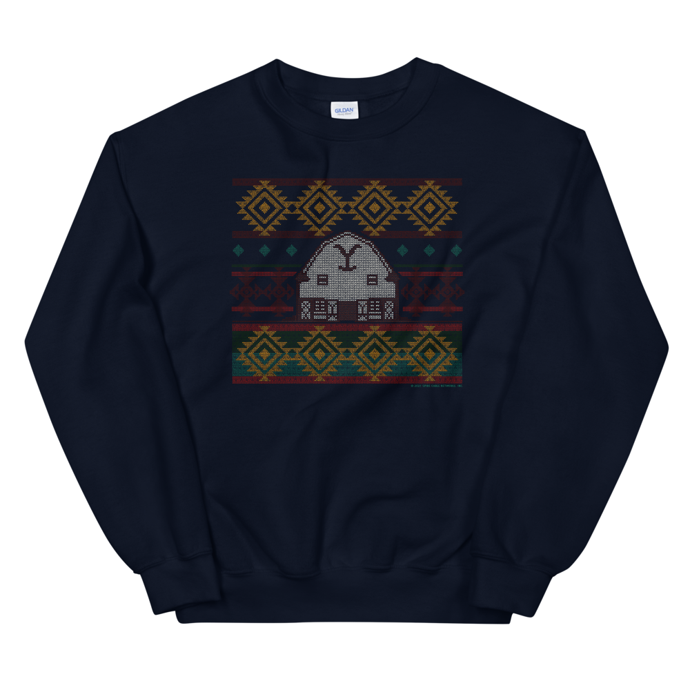 Yellowstone Dutton Ranch Holiday Barn Fleece Crewneck Sweatshirt