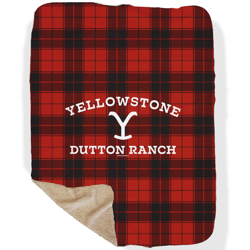 Yellowstone Dutton Ranch Plaid Sherpa Blanket