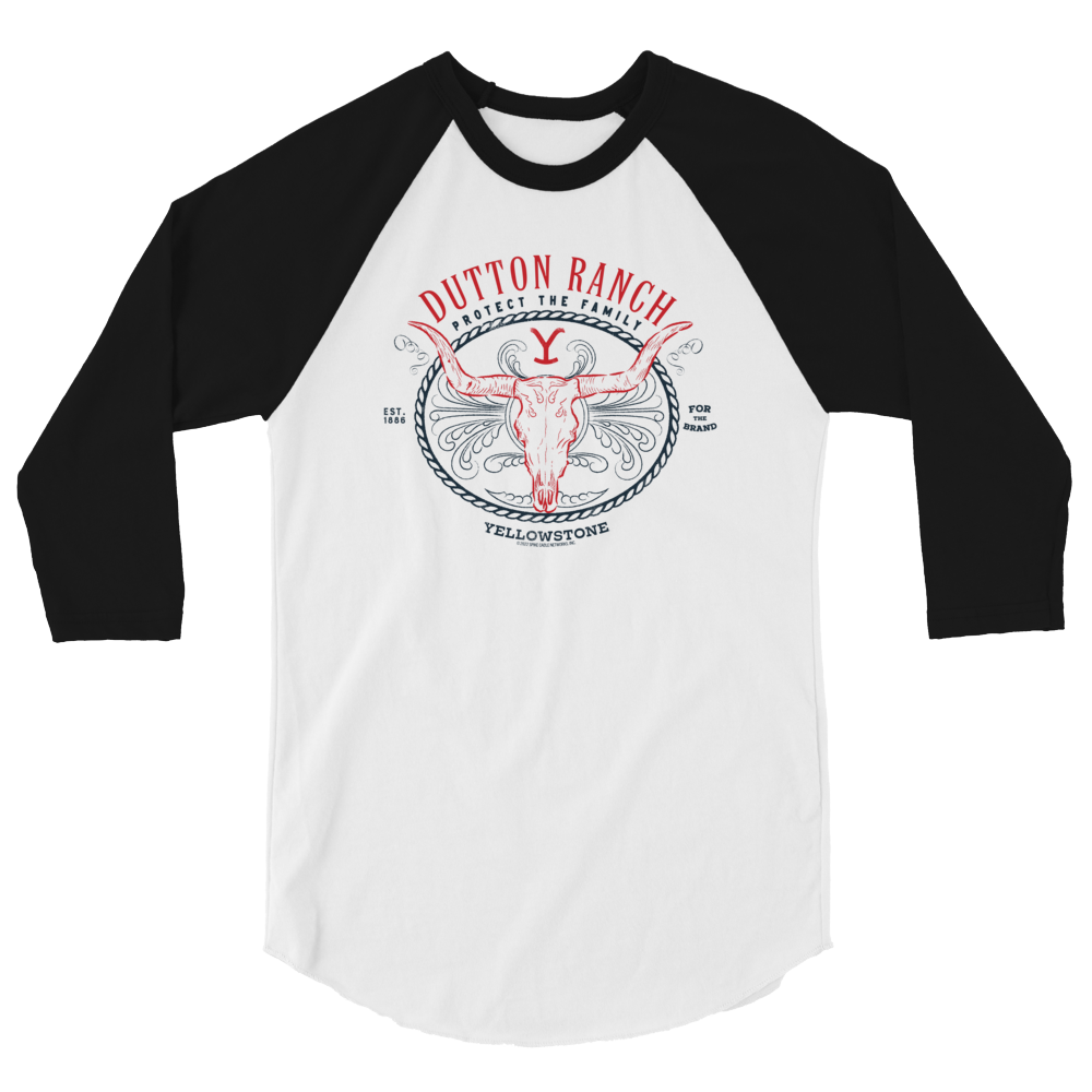 Yellowstone Dutton Ranch Protect the Family Unisex 3/4 Sleeve Raglan Shirt