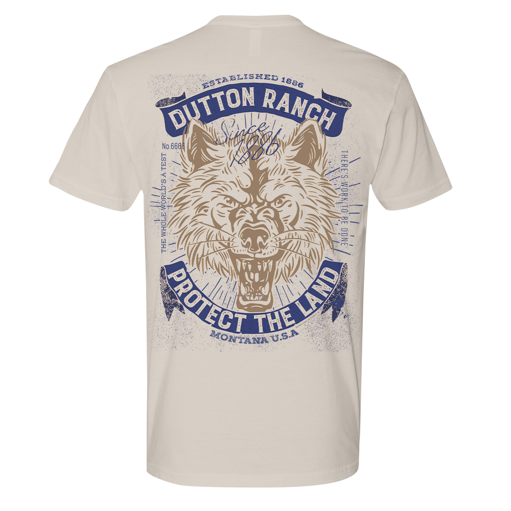 Yellowstone Dutton Ranch Protect The Land Wolf Adult Short Sleeve T-Shirt