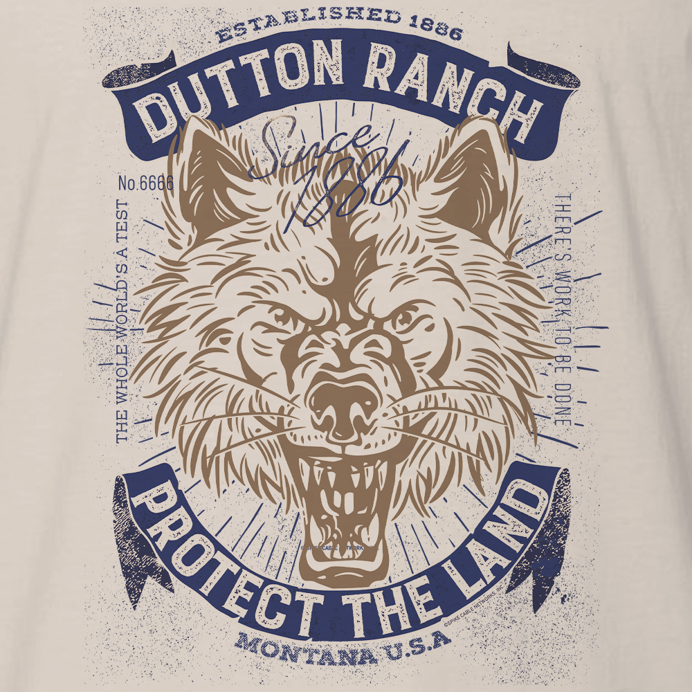 Yellowstone Dutton Ranch Protect The Land Wolf Adult Short Sleeve T-Shirt