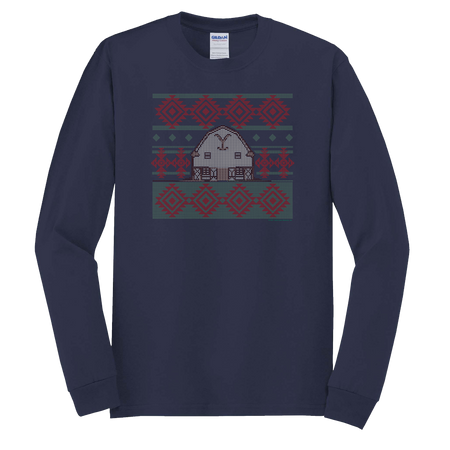 Yellowstone Dutton Ranch Two Color Holiday Barn Adult Long Sleeve T-Shirt