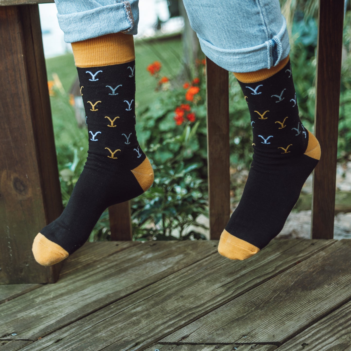 "Yellowstone Dutton Ranch Black Socks "