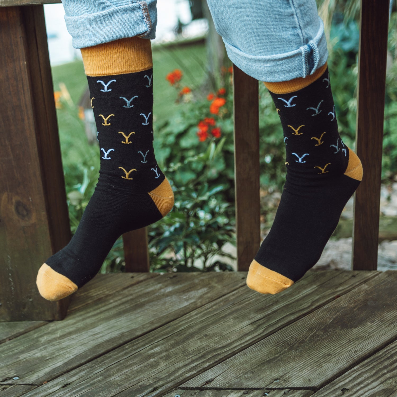 "Yellowstone Dutton Ranch Black Socks "