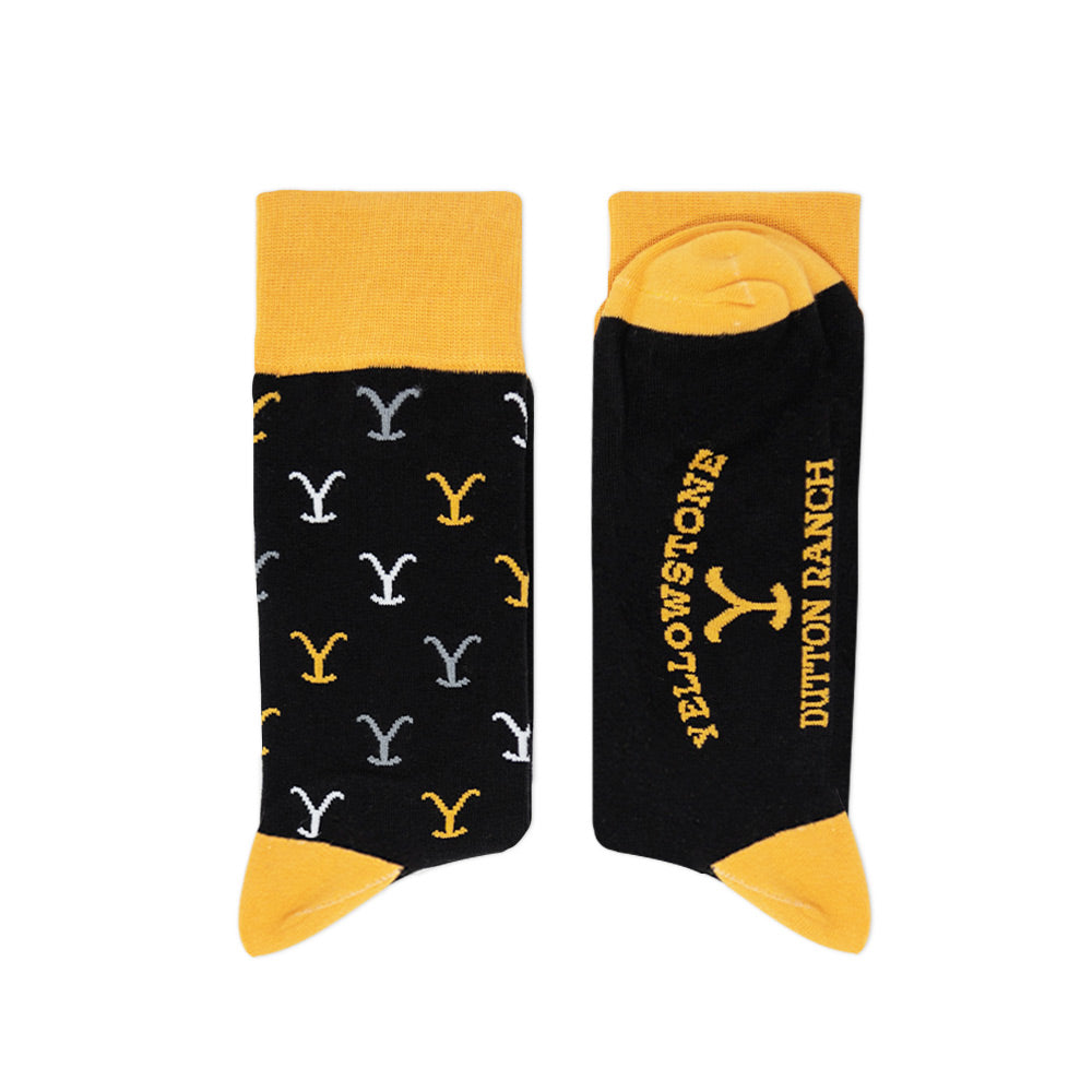 "Yellowstone Dutton Ranch Black Socks "