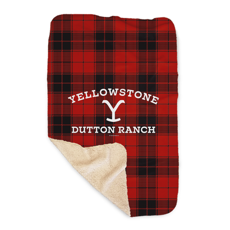 Yellowstone Dutton Ranch Plaid Sherpa Blanket