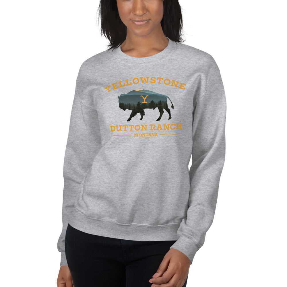 Yellowstone Dutton Ranch Bison Fleece Crewneck Sweatshirt