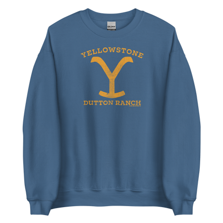 Yellowstone Dutton Ranch Distressed Logo Fleece Crewneck Sweatshirt