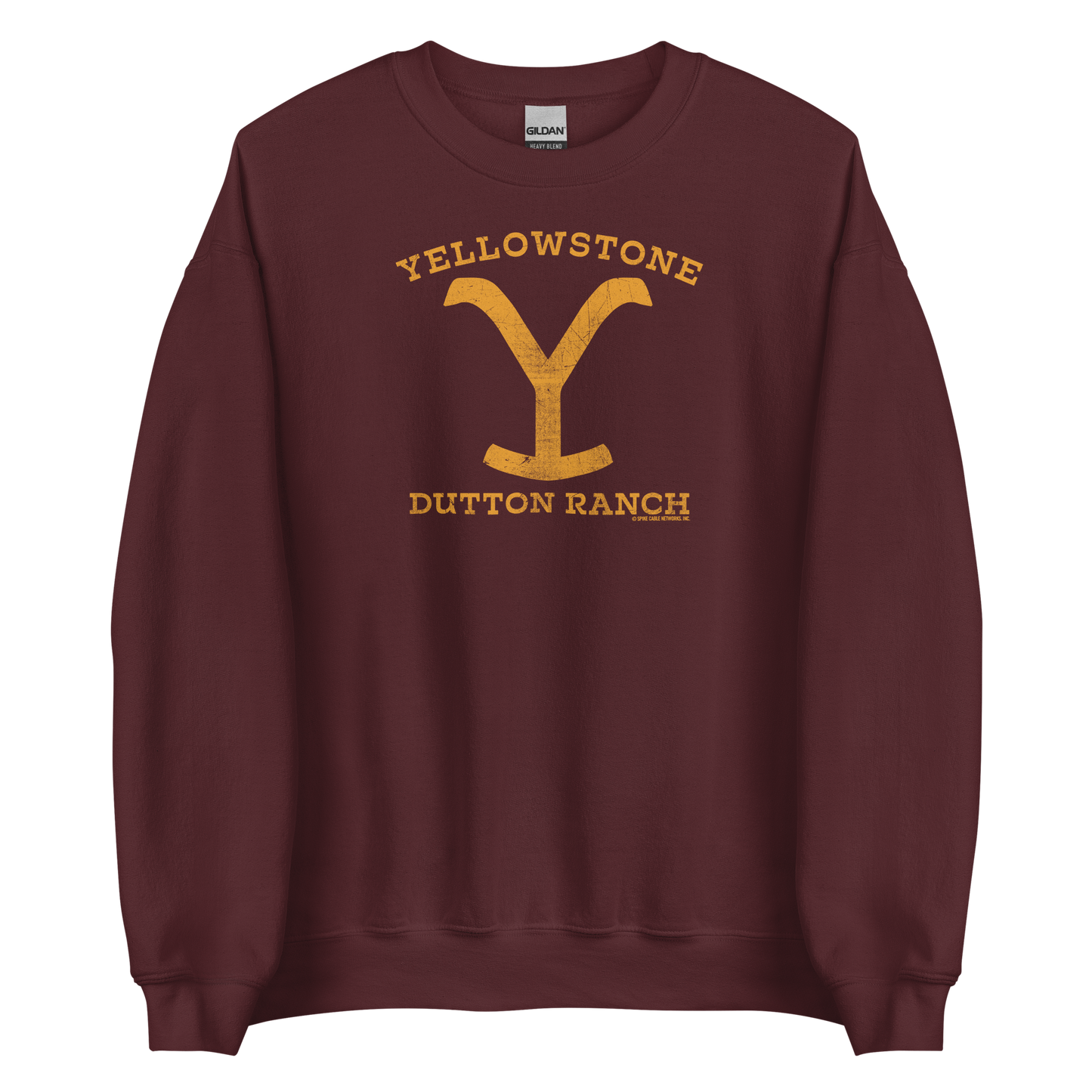 Yellowstone Dutton Ranch Distressed Logo Fleece Crewneck Sweatshirt