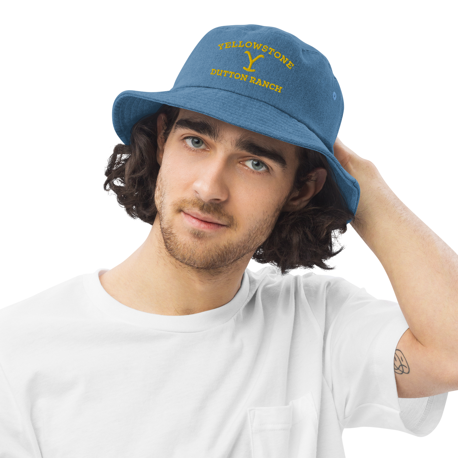 Yellowstone Dutton Ranch Logo Denim Bucket Hat