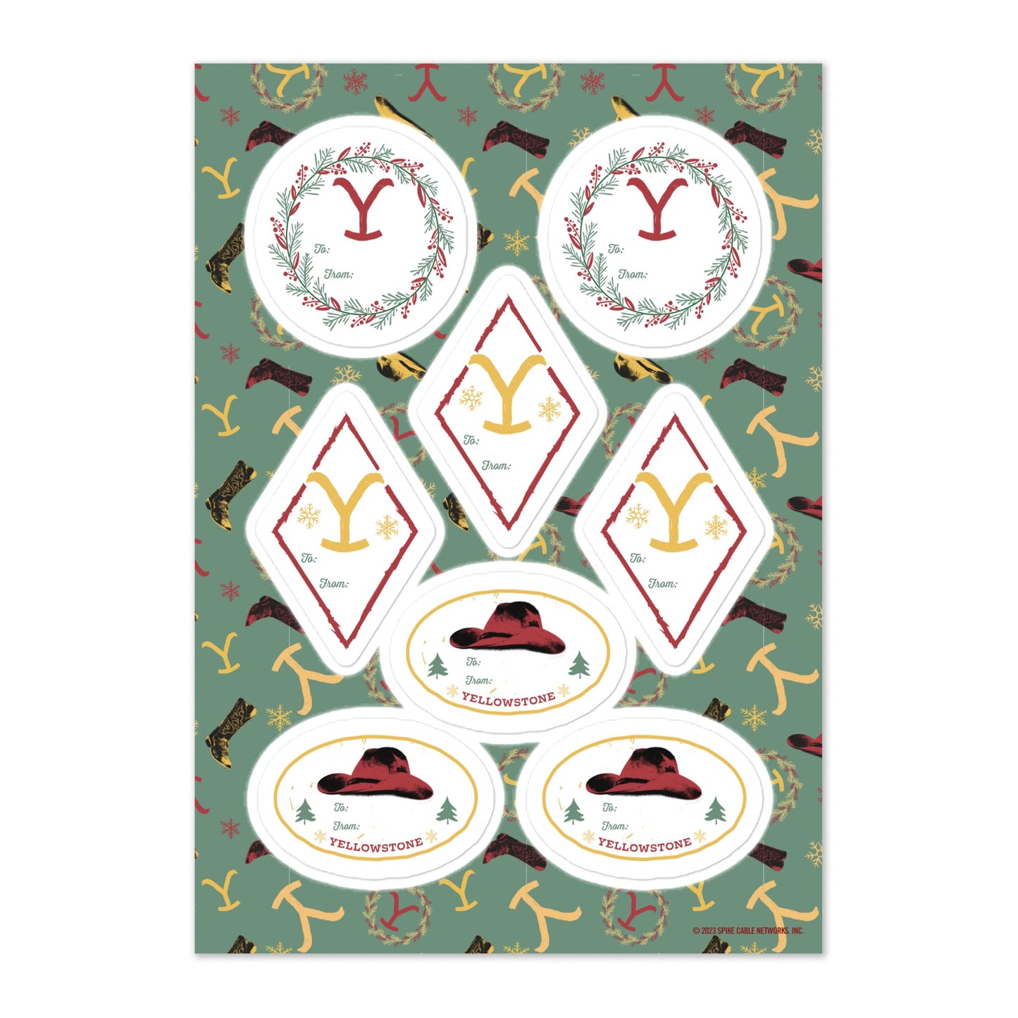 Yellowstone Holiday Icons Gift Sticker Sheet