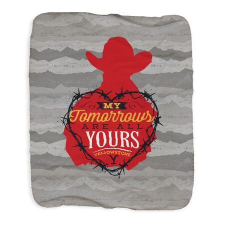 Yellowstone My Tomorrows Are All Yours Cowboy Grey Sherpa Blanket