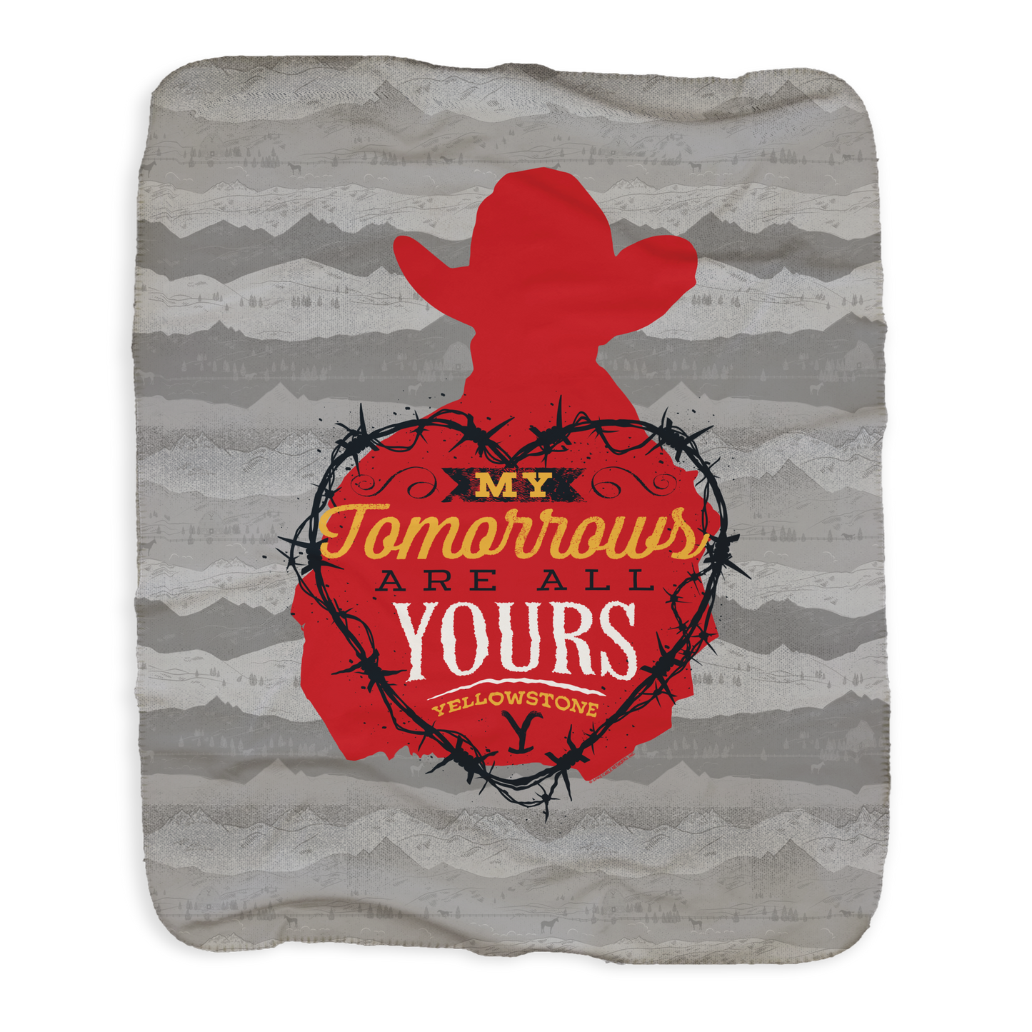 Yellowstone My Tomorrows Are All Yours Cowboy Grey Sherpa Blanket