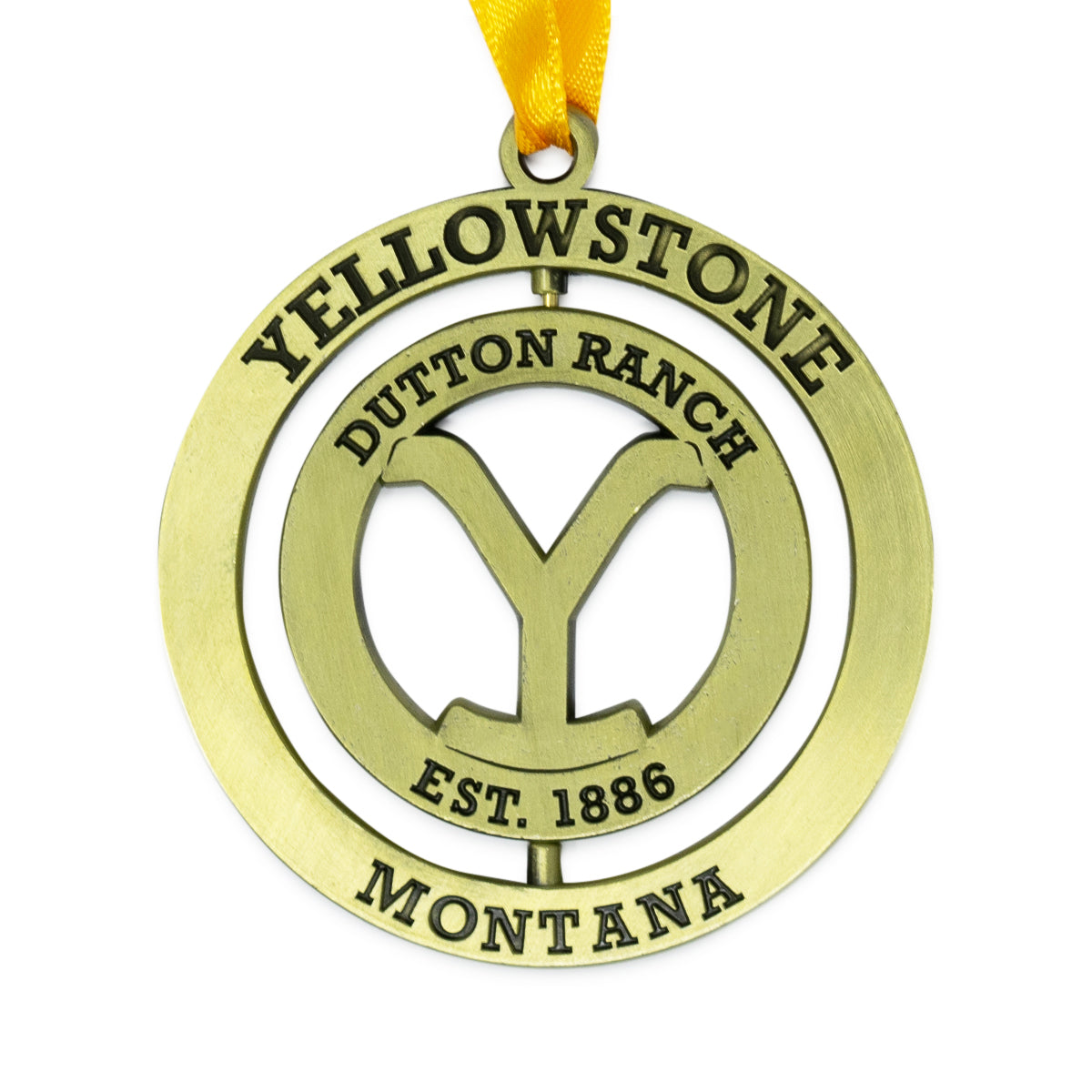 Yellowstone Dutton Ranch Gold 3D Spinner Ornament