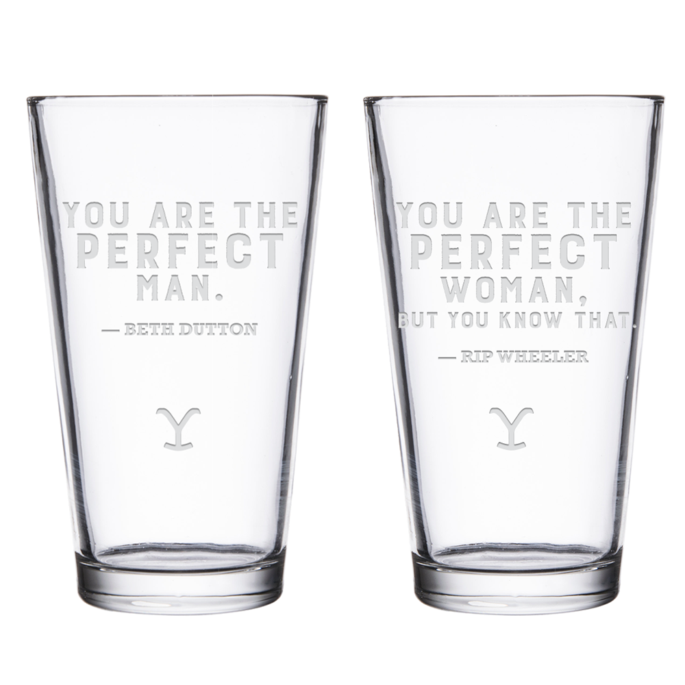 Yellowstone You Are Perfect Beth and Rip Pint Glass Set of 2