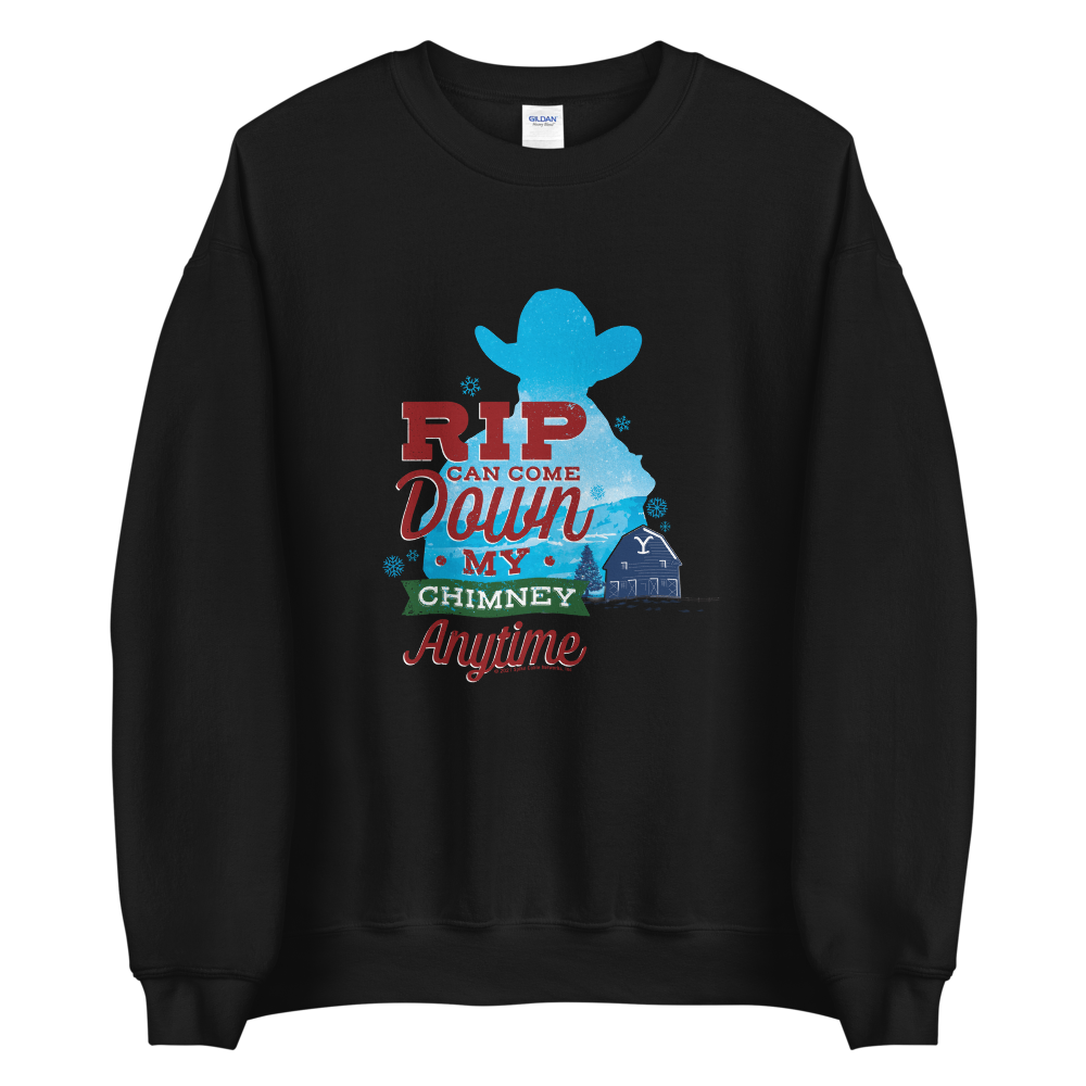 Yellowstone RIP Can Come Down My Chimney Any Time Silhouette Fleece Crewneck Sweatshirt