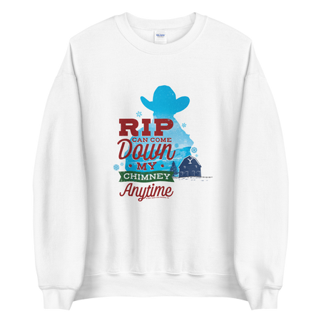 Yellowstone RIP Can Come Down My Chimney Any Time Silhouette Fleece Crewneck Sweatshirt